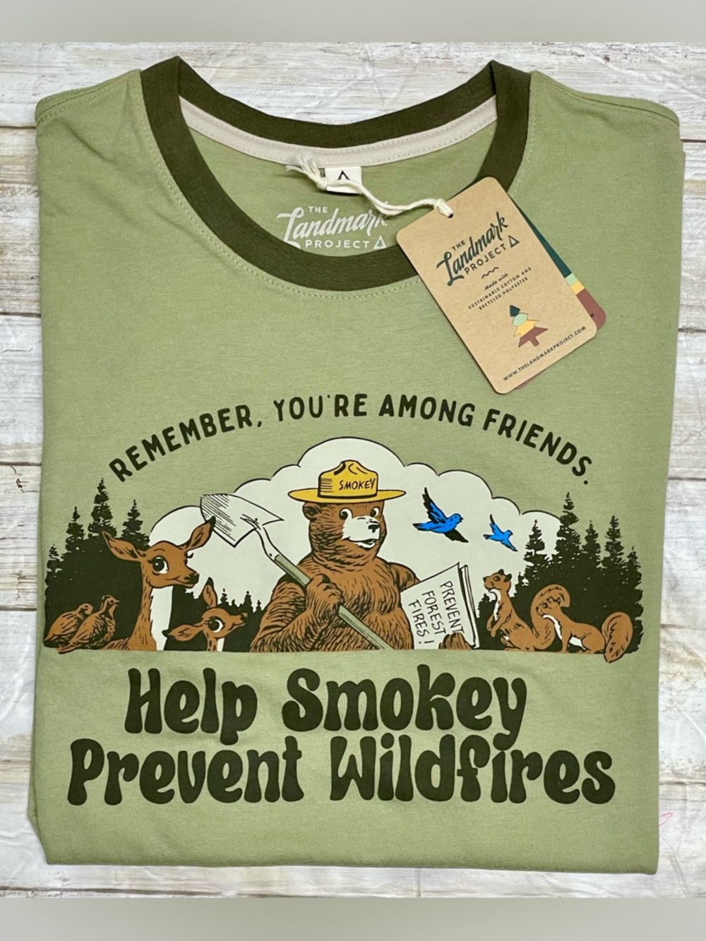 Smokey Among Friends Unisex Short Sleeve Ringer Tee - Green - Small New with Tag